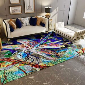 Colorful Dragonfly Pattern Rug Sport Decor Gift Floor Decor Living Room Carpet Rug Area Rug - c444be525461