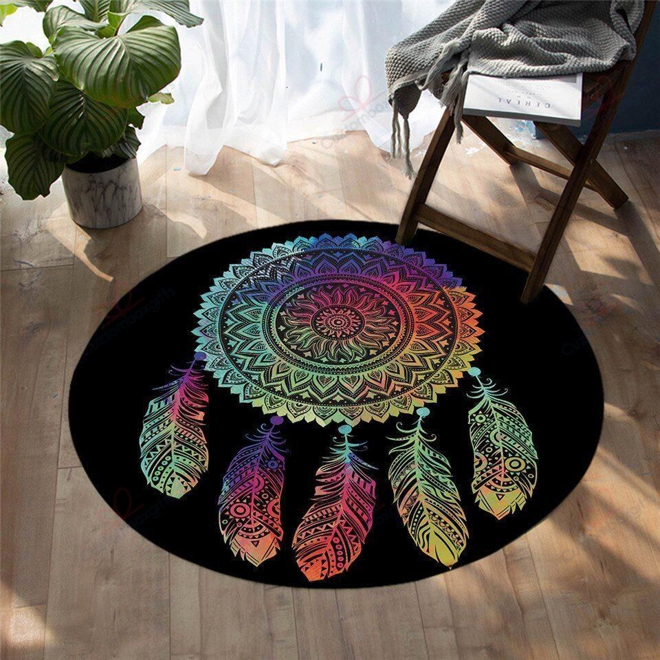 Colorful Dreamcatcher Round Carpet Floor Rug Living Room Bedroom Decor Round Area Rug Carpet Colorful Dreamcatcher Round Carpet Floor Rug Living Room Bedroom Decor Round Area Rug Carpet