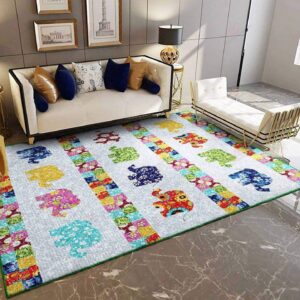 Colorful Elephant Rug Sport Decor Gift Floor Decor Living Room Carpet Rug Area Rug - 117e1cca6ddc