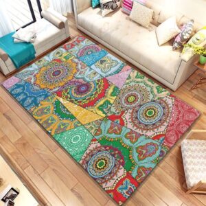 Colorful Flower Pattern Rug Sport Decor Gift Floor Decor Living Room Carpet Rug Area Rug - 5eec6cc09380
