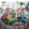 Colorful Flowers Round Carpet Floor Rug Living Room Bedroom Decor Round Area Rug Carpet