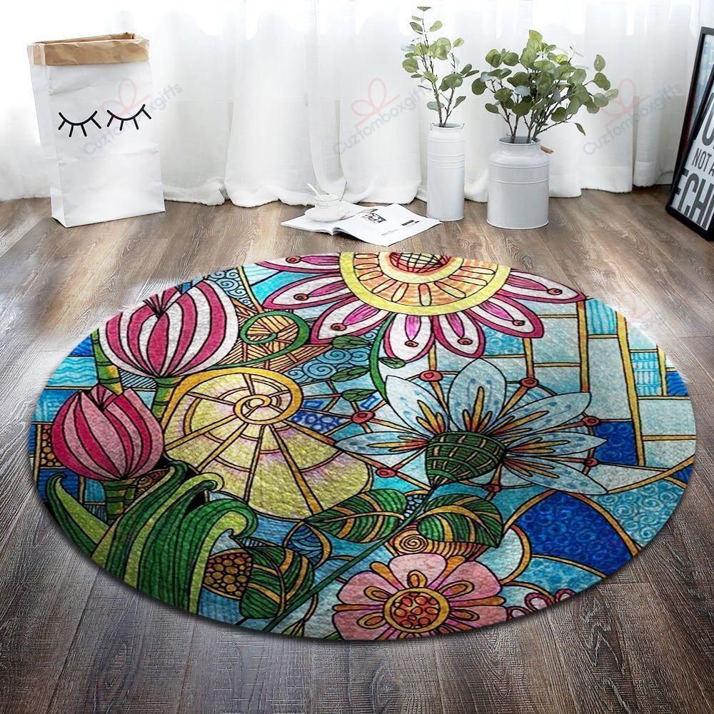 Colorful Flowers Round Carpet Floor Rug Living Room Bedroom Decor Round Area Rug Carpet Colorful Flowers Round Carpet Floor Rug Living Room Bedroom Decor Round Area Rug Carpet