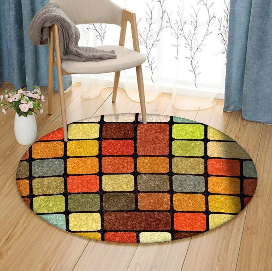 Colorful Geometric Round Carpet Floor Rug Living Room Bedroom Decor Round Area Rug Carpet Colorful Geometric Round Carpet Floor Rug Living Room Bedroom Decor Round Area Rug Carpet