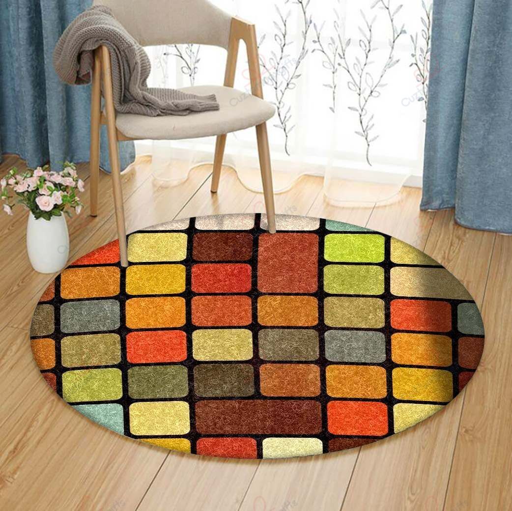 Colorful Geometric Round Carpet Floor Rug Living Room Bedroom Decor Round Area Rug Carpet Colorful Geometric Round Carpet Floor Rug Living Room Bedroom Decor Round Area Rug Carpet