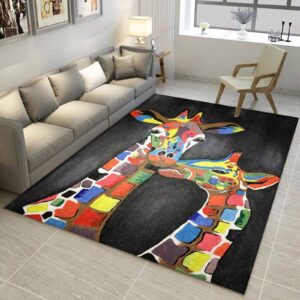 Colorful Giraffe Rug Sport Decor Gift Floor Decor Living Room Carpet Rug Area Rug - 66c2d0378ae8