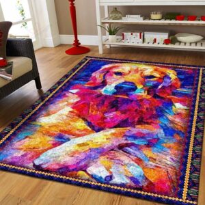Colorful Golden Retriever Rug Sport Decor Gift Floor Decor Living Room Carpet Rug Area Rug - 50e14a86886d