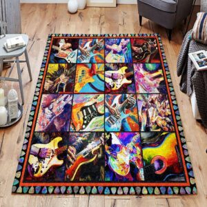 Colorful Guitar Rug Sport Decor Gift Floor Decor Living Room Carpet Rug Area Rug - 26e095cfb803