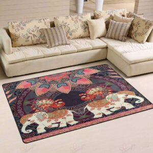Colorful Indian Mandala Elephant Rug Sport Decor Gift Floor Decor Living Room Carpet Rug Area Rug - 1d839adc0225