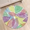 Colorful Leaves Round Carpet Floor Rug Living Room Bedroom Decor Round Area Rug Carpet