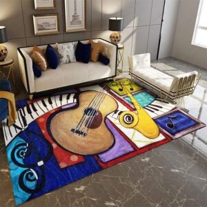 Colorful Musical Instruments Rug Sport Decor Gift Floor Decor Living Room Carpet Rug Area Rug - 0a6fd90f8470