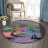 Colorful Ocean Boat Moon And Star Round Carpet Floor Rug Living Room Bedroom Decor Round Area Rug Carpet