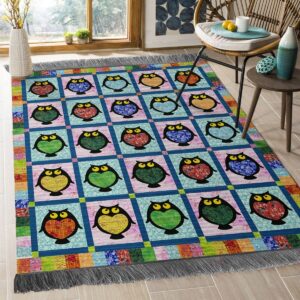 Colorful Owl Rug Sport Decor Gift Floor Decor Living Room Carpet Rug Area Rug - 6295066f0673