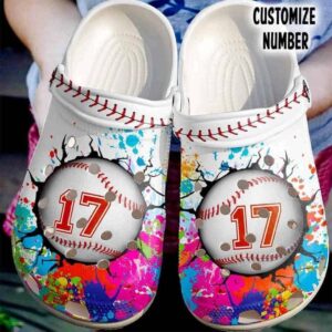 Colorful Paint Balls Shoes Crocs Clog For Batter-Funny Baseball Shoes Crocbland Clog  For Mens And Womens