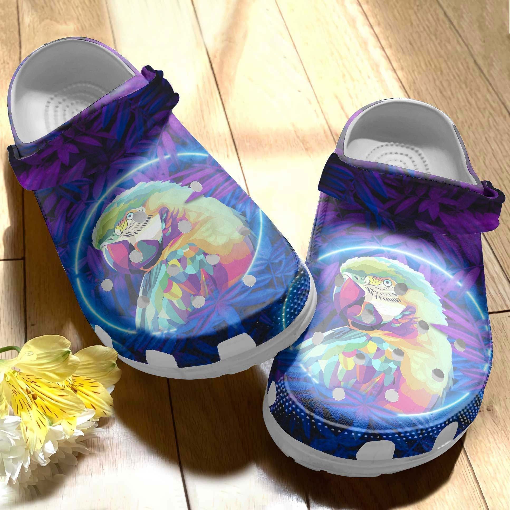 Colorful Parrot On Night Crocs Clog Shoes Crocbland Clog Birthday Gifts Father Son For Mens And Womens Colorful Parrot On Night Crocs Clog Shoes Crocbland Clog Birthday Gifts Father Son For Mens And Womens