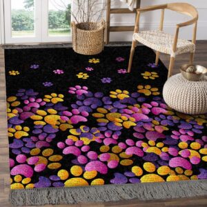 Colorful Paws Love Dogs Four Paws Rug Sport Decor Gift Floor Decor Living Room Carpet Rug Area Rug - 4b702e01d96a