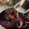 Colorful Phoenix 1 Round Carpet Floor Rug Living Room Bedroom Decor Round Area Rug Carpet