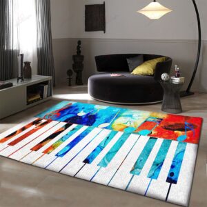 Colorful Piano Notes Rug Sport Decor Gift Floor Decor Living Room Carpet Rug Area Rug - 778b117434af
