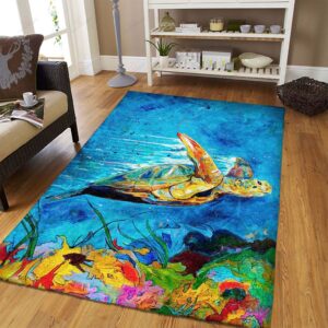 Colorful Sea Turtles Under The Sea Rug Sport Decor Gift Floor Decor Living Room Carpet Rug Area Rug - 8e9ab6da1f98