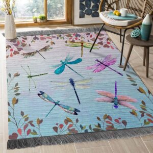 Colorful Sky With Dragonflies Rug Sport Decor Gift Floor Decor Living Room Carpet Rug Area Rug - 58197f0e01c8