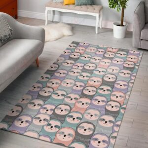 Colorful Sloth Pattern Rug Sport Decor Gift Floor Decor Living Room Carpet Rug Area Rug - d5eae326f866
