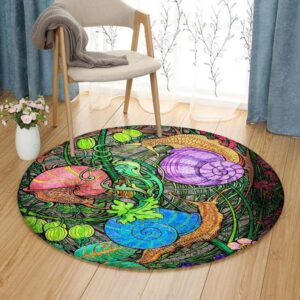 Colorful Snail Round Carpet Floor Rug Living Room Bedroom Decor Round Area Rug Carpet