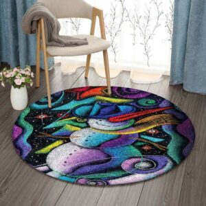 Colorful Snowman Christmas Round Carpet Floor Rug Living Room Bedroom Decor Round Area Rug Carpet