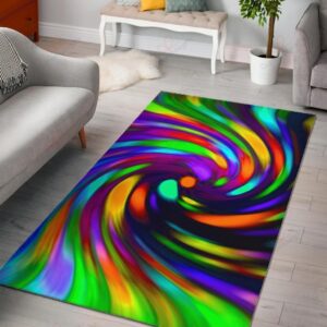 Colorful Spiral Trippy Rug Sport Decor Gift Floor Decor Living Room Carpet Rug Area Rug - 85b22720f934