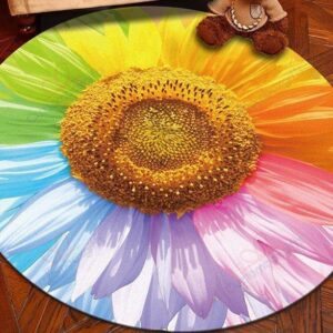 Colorful Sunflower Round Carpet Floor Rug Living Room Bedroom Decor Round Area Rug Carpet