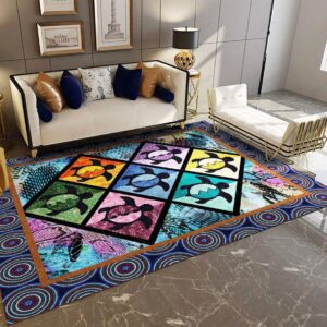 Colorful Turtle 02 Rug Sport Decor Gift Floor Decor Living Room Carpet Rug Area Rug - 7033ffc8da70