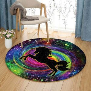 Colorful Unicorn Round Carpet Floor Rug Living Room Bedroom Decor Round Area Rug Carpet
