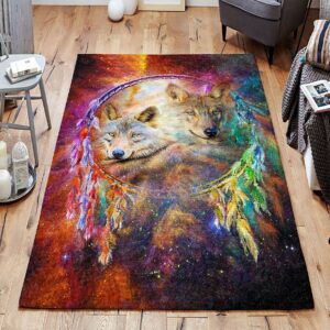Colorful Wolf Dreamcatcher Rug Sport Decor Gift Floor Decor Living Room Carpet Rug Area Rug - 72d3506b0769