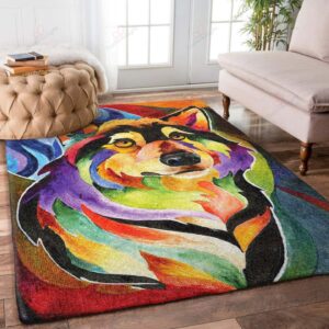 Colorful Wolf Rug Sport Decor Gift Floor Decor Living Room Carpet Rug Area Rug - 1e7f6fd57e94