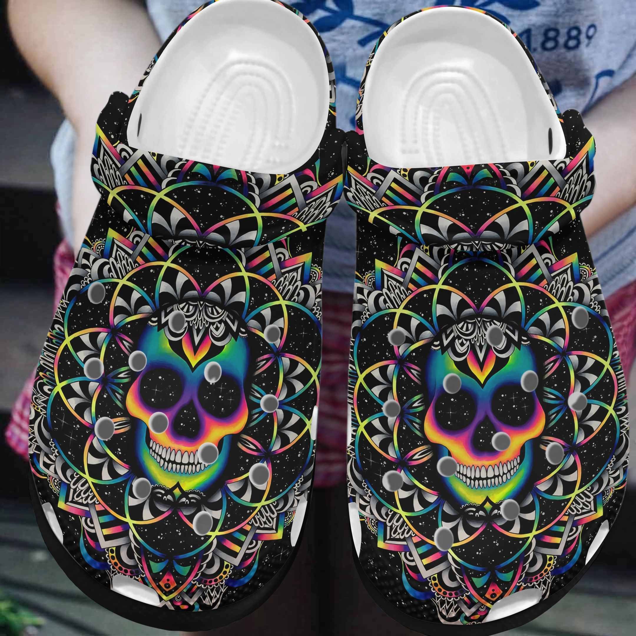 Colorfull Skull Crocs Clog Shoes Crocbland Clog Gifts For Men Women Colorfull Skull Crocs Clog Shoes Crocbland Clog Gifts For Men Women