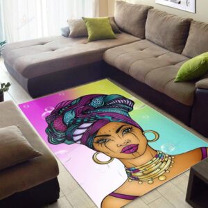 Colors And Bubbles Background Beautiful African Black Woman Rug Sport Decor Gift Floor Decor Living Room Carpet Rug Area Rug - f8c2f557505e