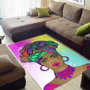 Colors And Bubbles Background Beautiful African Woman Purple Lips Rug Sport Decor Gift Floor Decor Living Room Carpet Rug Area Rug - 7f9227581b7a