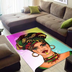 Colors And Bubbles Background Beautiful African Woman Red Lips Rug Sport Decor Gift Floor Decor Living Room Carpet Rug Area Rug - 6e3e0241f1c2