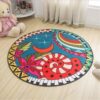Colourful Bontanical Pattern Round Carpet Floor Rug Living Room Bedroom Decor Round Area Rug Carpet
