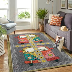 Colourful Hippie Van And Sunflowers Rug Sport Decor Gift Floor Decor Living Room Carpet Rug Area Rug - 2aa6416a7130