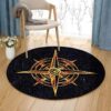 Compass Round Carpet Floor Rug Living Room Bedroom Decor Round Area Rug Carpet