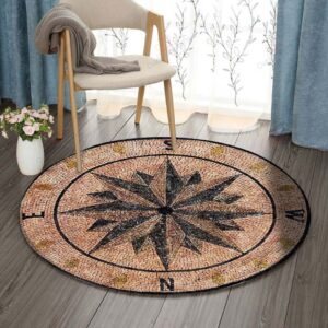 Compass Needle Round Carpet Floor Rug Living Room Bedroom Decor Round Area Rug Carpet
