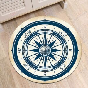 Compass Pattern 1 Round Carpet Floor Rug Living Room Bedroom Decor Round Area Rug Carpet