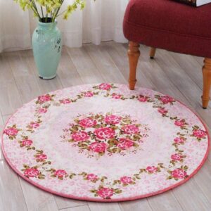 Continental Vintage Rose Round Carpet Floor Rug Living Room Bedroom Decor Round Area Rug Carpet