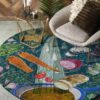 Cooking Painting Round Carpet Floor Rug Living Room Bedroom Decor Round Area Rug Carpet