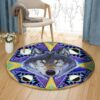 Cool Wolf Round Carpet Floor Rug Living Room Bedroom Decor Round Area Rug Carpet
