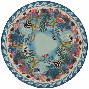 Coral Fish Round Carpet Floor Rug Living Room Bedroom Decor Round Area Rug Carpet