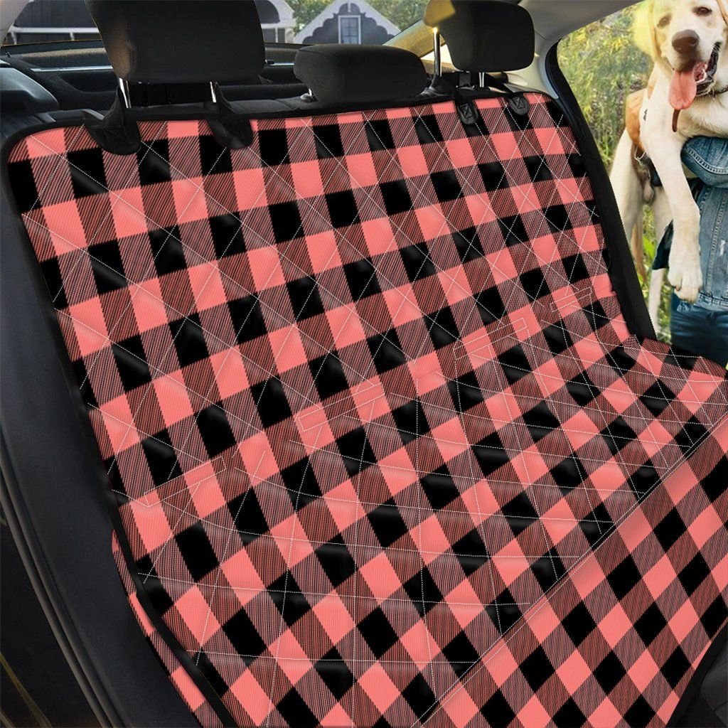 Coral Pink And Black Buffalo Check Car Back Seat Cover Dog Car Seat Covers - 563e11748530 Coral Pink And Black Buffalo Check Car Back Seat Cover Dog Car Seat Covers - 563e11748530