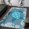 Coral Turtle Rug Sport Decor Gift Floor Decor Living Room Carpet Rug Area Rug - f8828078c3f1