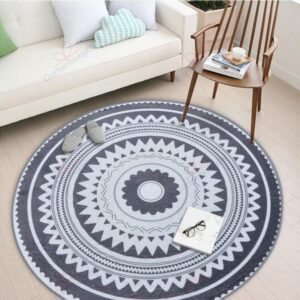 Coral Velvet Mandala Style Round Carpet Floor Rug Living Room Bedroom Decor Round Area Rug Carpet