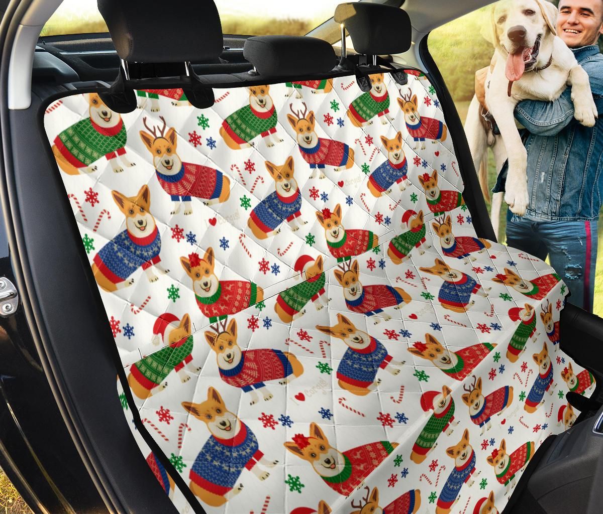 Corgi Christmas Pattern Print Car Back Seat Cover Dog Car Seat Covers - 35ab7c9c46ab Corgi Christmas Pattern Print Car Back Seat Cover Dog Car Seat Covers - 35ab7c9c46ab