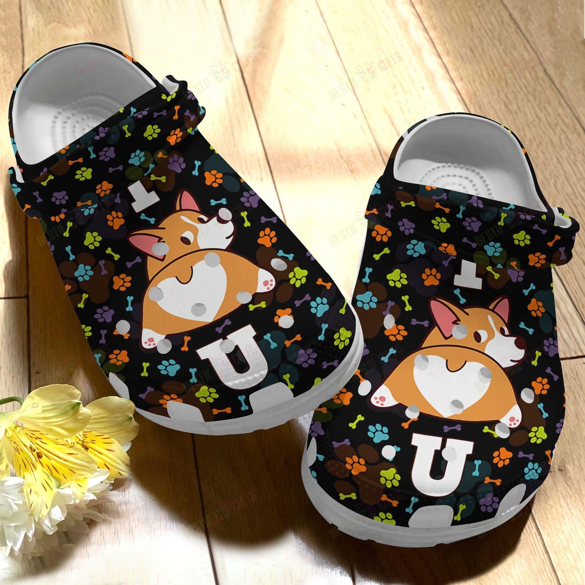 Corgi Crocs Clog Classic Clog Whitesole I Love You Shoes Corgi Crocs Clog Classic Clog Whitesole I Love You Shoes